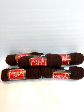 VTG Yarn 5 Skeins Lot DuPont WINTUK 100% Acrylic 3022 Dark Brown 8498
